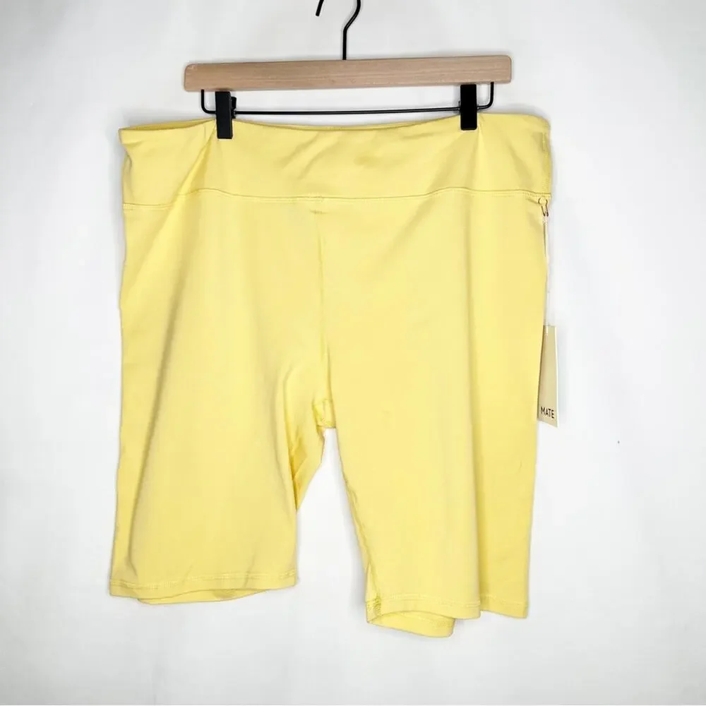 MATE the LABEL Organic Stretch Biker Shorts Yellow NWT in 3X - Picture 2 of 5